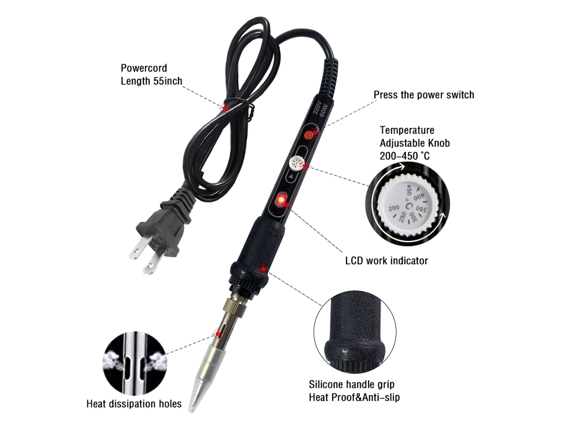 Laxiscreed Ferro De Soldar Inteligente Com Display Lcd E Controle De Temperatura De 200 A 450°c