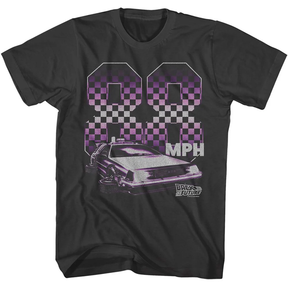 Unisex Adult T-shirt Rockinstone Back To The Future Movie '88 Checkers Solid Smoke Sizel