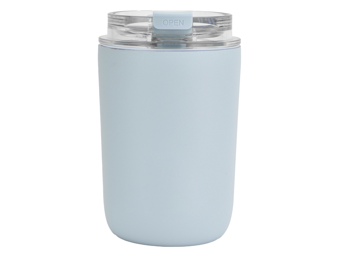 Copo de Café Silicone Aço Inox 280ml Portátil Presente Aniversário Azul S/MARCA