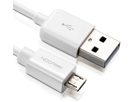 Cabo de Dados DELEYCON (USB A - Micro USB B - 50 cm - Branco)