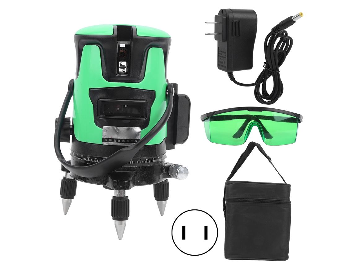 Nível Laser Verde 360° Auto nivelamento 5 Linhas Ferramenta Construção