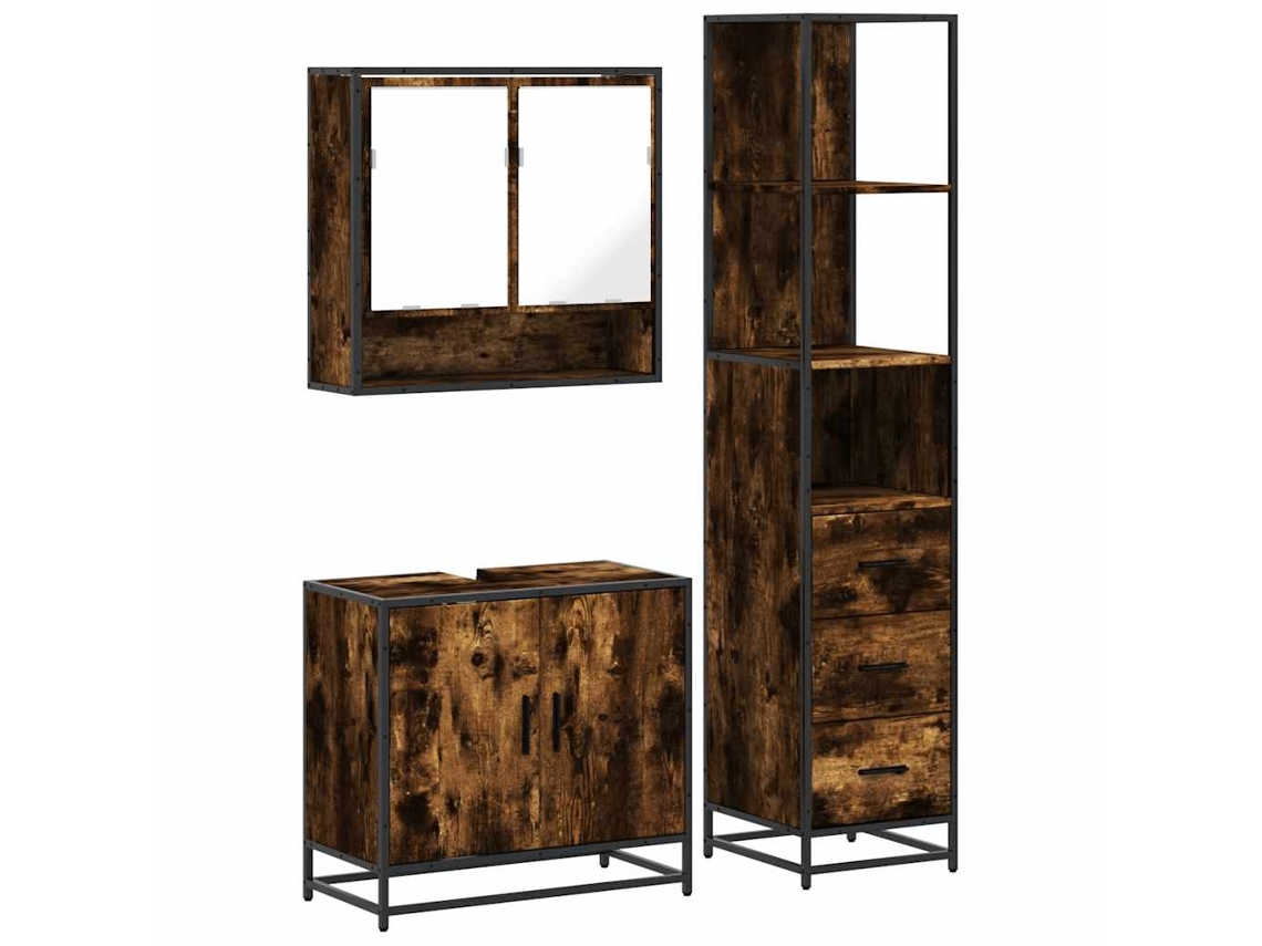 Bathroom Furniture Set, Bathroom Furniture Sets Vidaxl Marrom Madeira Processada (n/a)