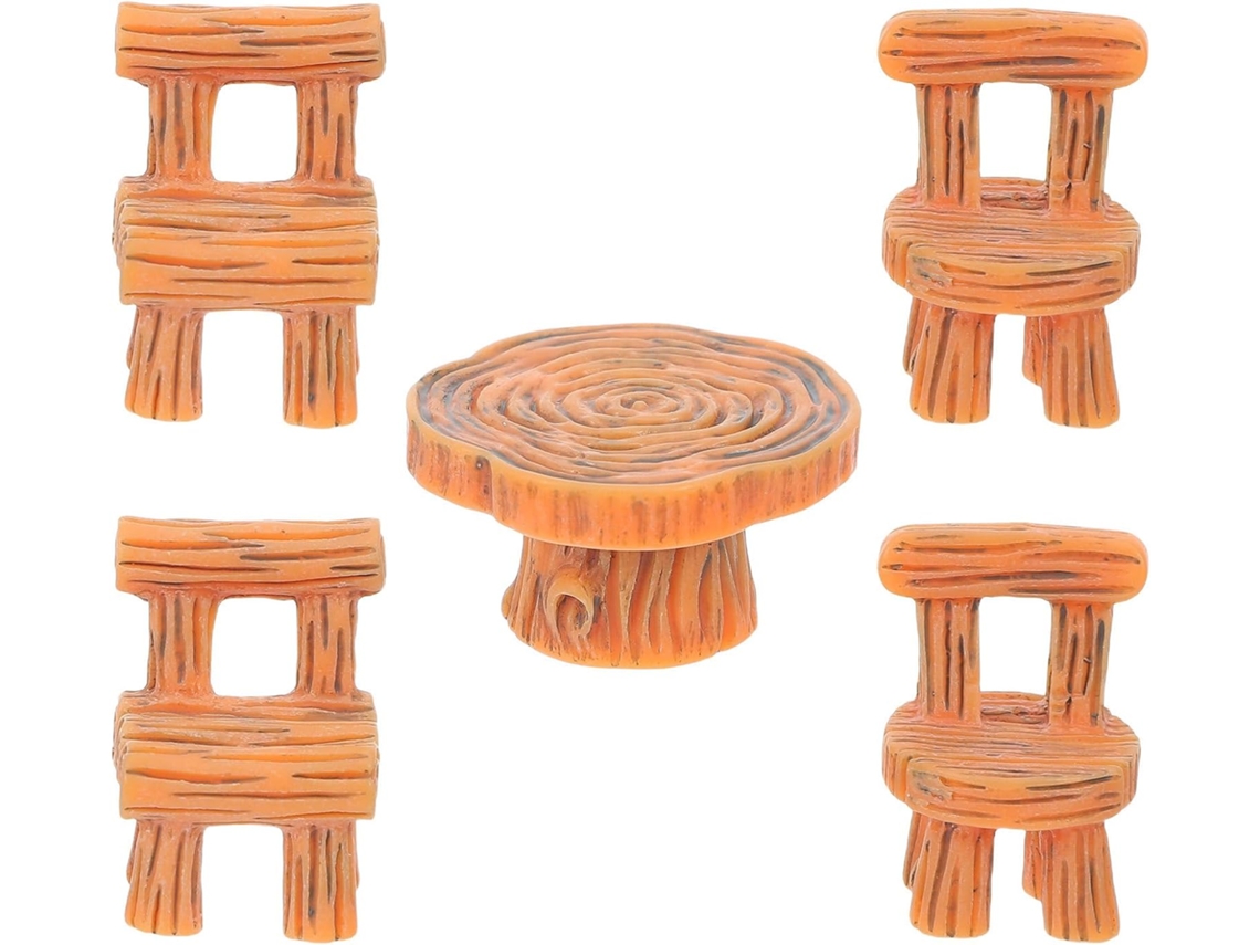 Kit de Mesa e Cadeiras em Miniatura Kichouse com 5 Peças Mini Cadeiras de Resina para Escritório Mobiliário para CHABERLU