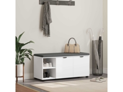 Vidaxl Banco De Hall Com Almofada Com Porta Branco 100 X 38 X 46 Cm