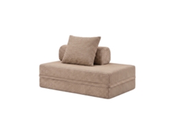 Sofá Modular 2 Lugares Convertível Veludo Listado Taupe SKOFFA