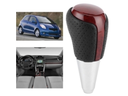 Artificial Leather Gear Shift Knob Fit For Camry Rav4 Landcruiser Corolla Highlander Black Perforated Red Wood