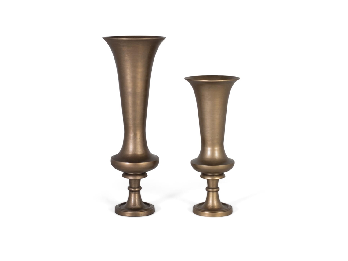 Conjunto De Dois Vasos Em Alumínio Com Acabamento Em Bronze Giner Y Colomer
