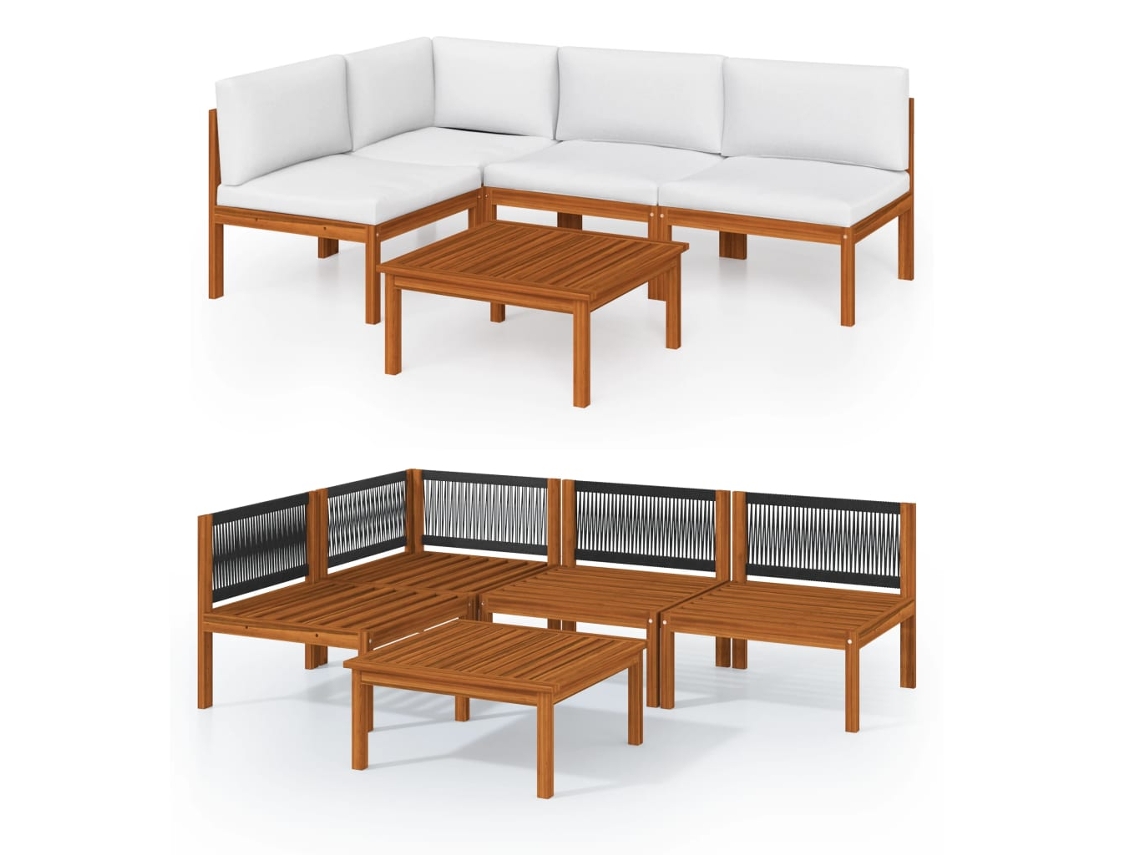 Maison Exclusive - Conjunto De Jardim Com 5 Peças E Almofadas, Creme, 63x63 Cm