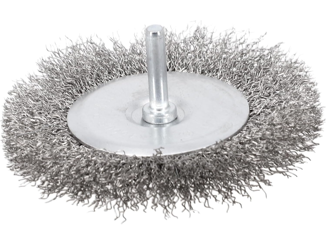 Escova De Arame 4 Polegadas Para Furadeira Com Haste 6mm, Feita De Arame Aço Carbono Frisado Para Remover Ferrugem