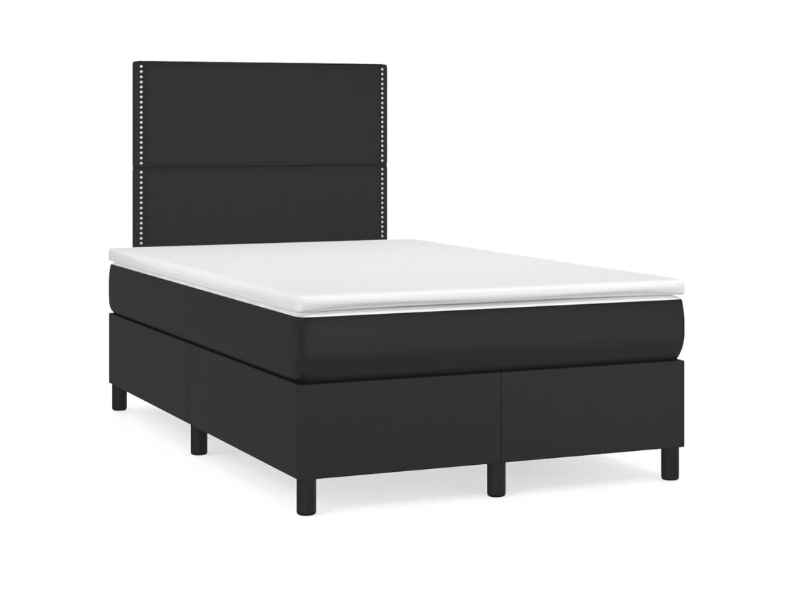 Vidaxl Cama Boxspring Com Colchão 120x190 Cm Couro Artificial Preto