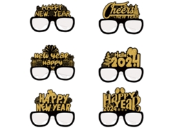 6 Pcs Óculos de Papel para Festa de Ano Novo 2024 Adereços para Celebração NEVEANCE