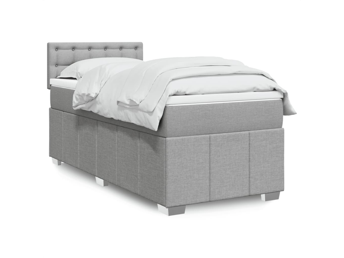 Vidaxl Cama Com Molas/colchão 80x200 Cm Tecido Cinza-claro
