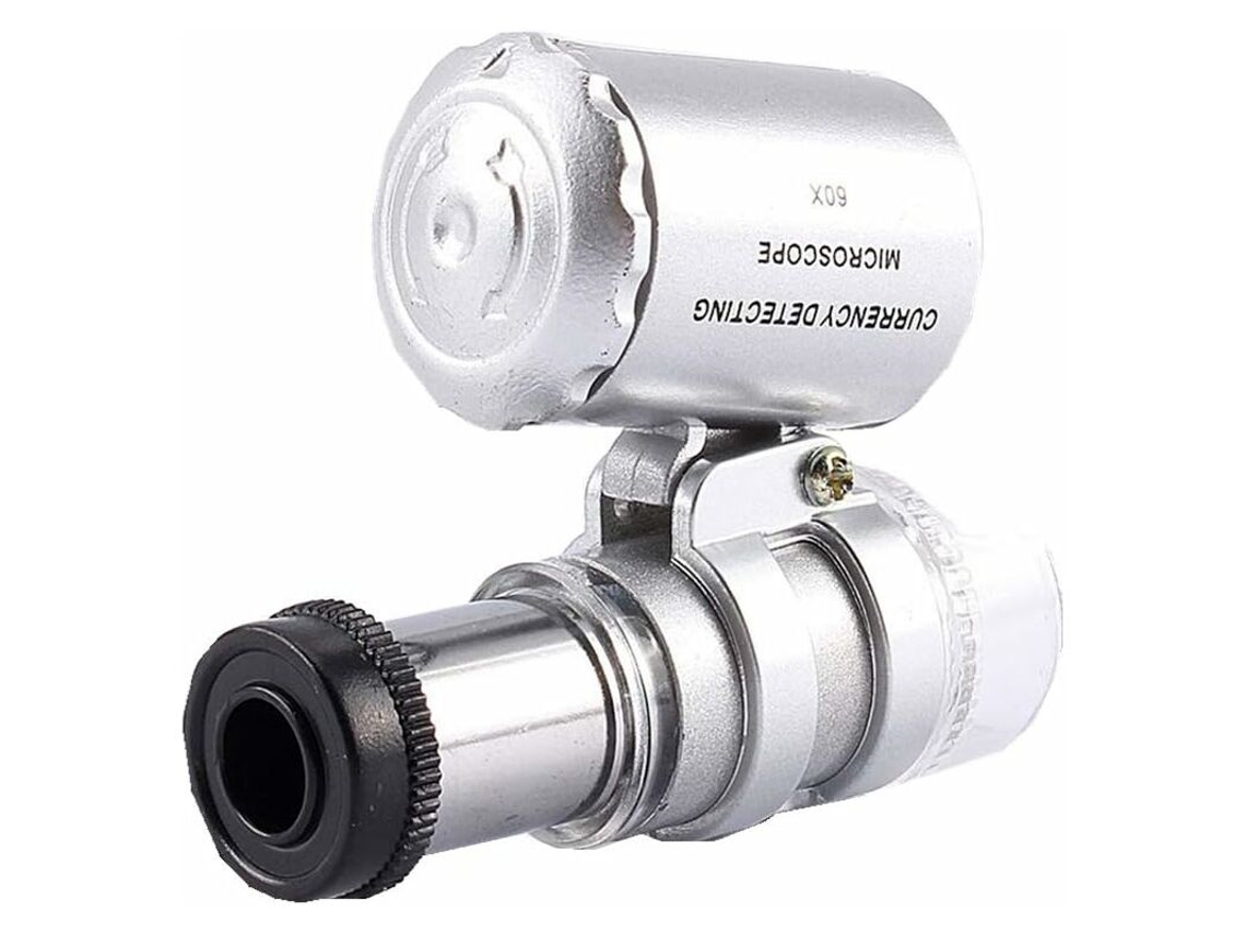 Mini Lupa 60x, Microscópio de Bolso com Luz Led Uv para Joalheiros Klb BRILVIBERA