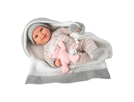 Bebê Reborn Nadia 40 cm Arias Realista Rosa Cinza Conjunto de Acessórios 98184 Ariasp25pn