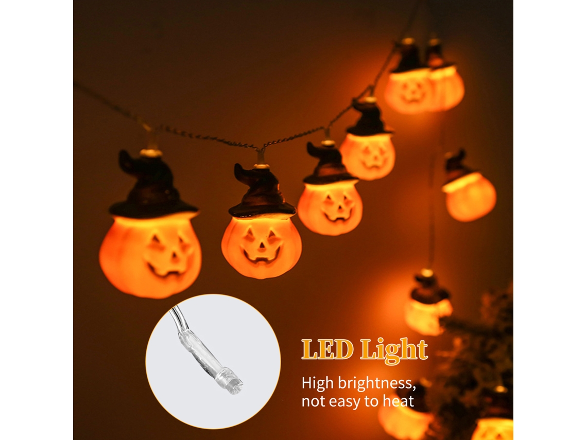 Luzes de Fita Led de Abóbora Assustadora Halloween 10ft 20leds 8 Modos | S/MARCA