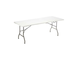 Mesa Dobrável Branco Metal Polietileno 244x76x74 cm