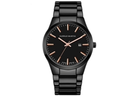 Relógio masculino Hannah Martin HM-1756FH, com pulseira redonda analógica de quartzo em aço.