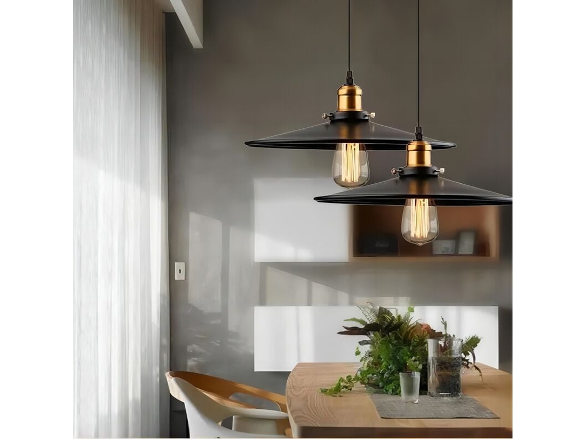 Luminária Pendente Industrial, Estilo Industrial Nórdico, Abajur De Metal Preto Fosco, Comprimento Ajustável, Ideal Para Ambientes Internos, Como Café