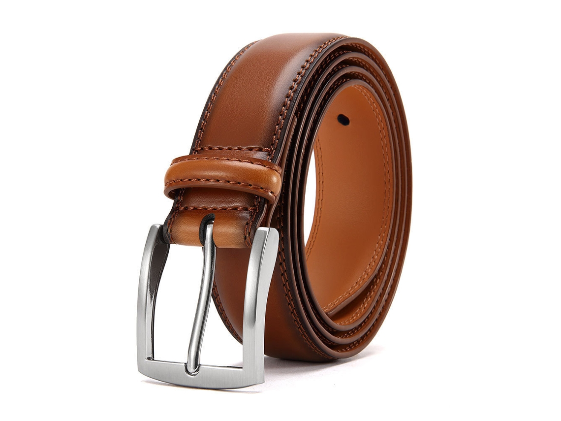 Cinto De Couro Genuíno Masculino Yuysan, Casual, Simples E Versátil, Largura 3,5 Cm, Comprimento 100 Cm, Cor Marrom