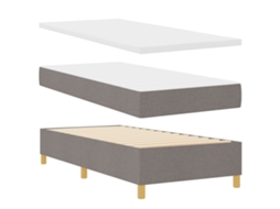 Conjunto 1 Cama Box Vidaxl Castanho-acinzentado Poliéster (200 X 90 Cm)
