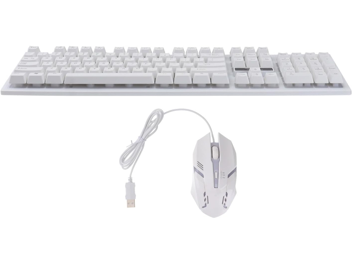 Conjunto Mecânico Usb Com Fio, Branco E Para Jogos.