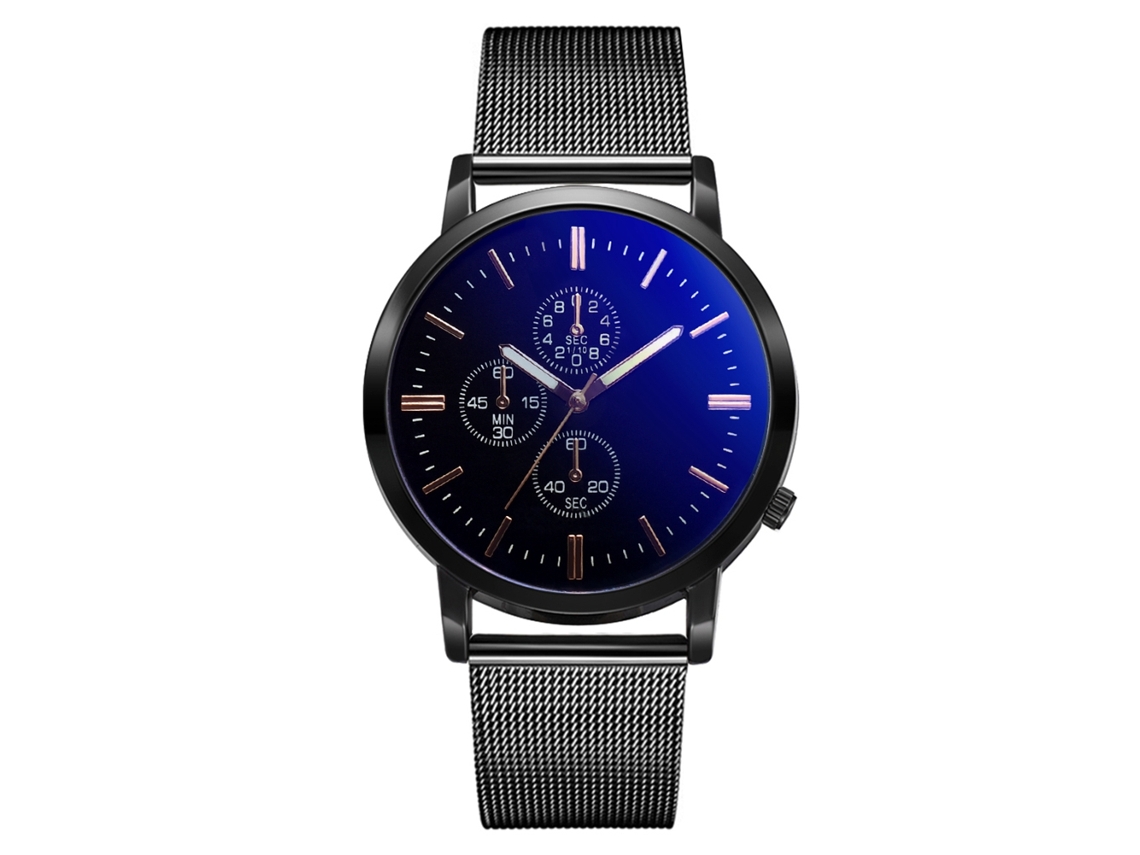 Reloj De Pulsera Hombre Moda Casual Acero Inoxidable Cuarzo Simples Negro