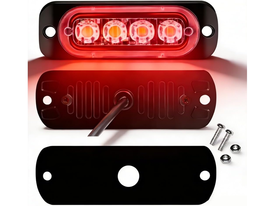 Luz De Sinalização 4 Leds, 12v–24v, Estroboscópica Âmbar, Vermelha E Branca, Lâmpada De Sinalização Emergência Em
