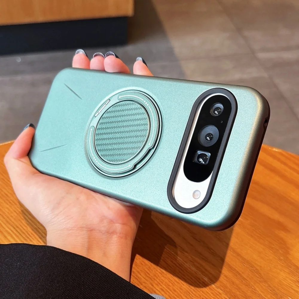 Capa Para Celular Com Suporte Magnético De Metal (verde Para Google Pixel 9 Pro), Resistente A Impactos.
