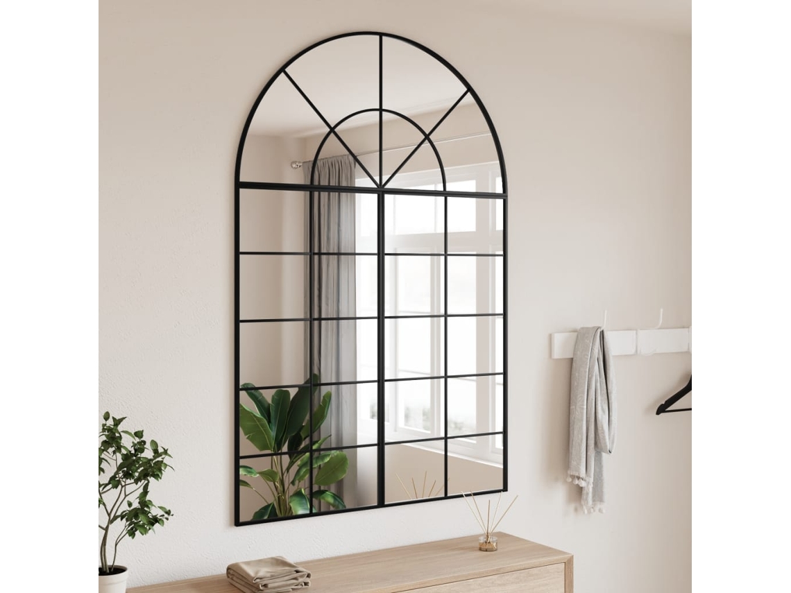 Vidaxl Espelho De Parede Arqueado 100x150 Cm Ferro Preto