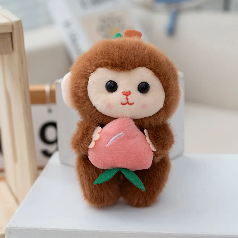 Chaveiro de Pelúcia Macaco Frutado Doce de 15cm Enfeite Fofo MDUG (marrom)