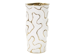 Eu Adoro Vaso Cm Ø 12,5x25 Único / Branco Dourado