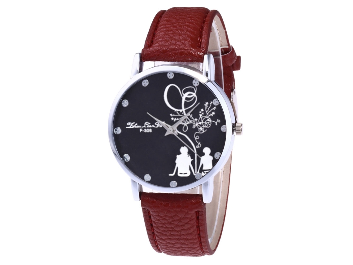 Reloj De Pulsera Analógico De Cuarzo Con Correa De Cuero Para Mujer Y Hombre Café