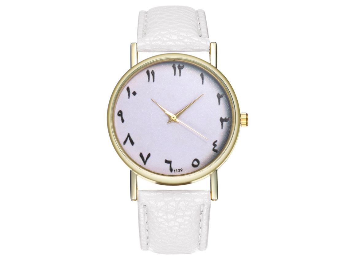 Reloj De Pulsera De Cuarzo Analógico Con Correa De Pu Simple Dial Redondo Zhoulianfa (blanco)