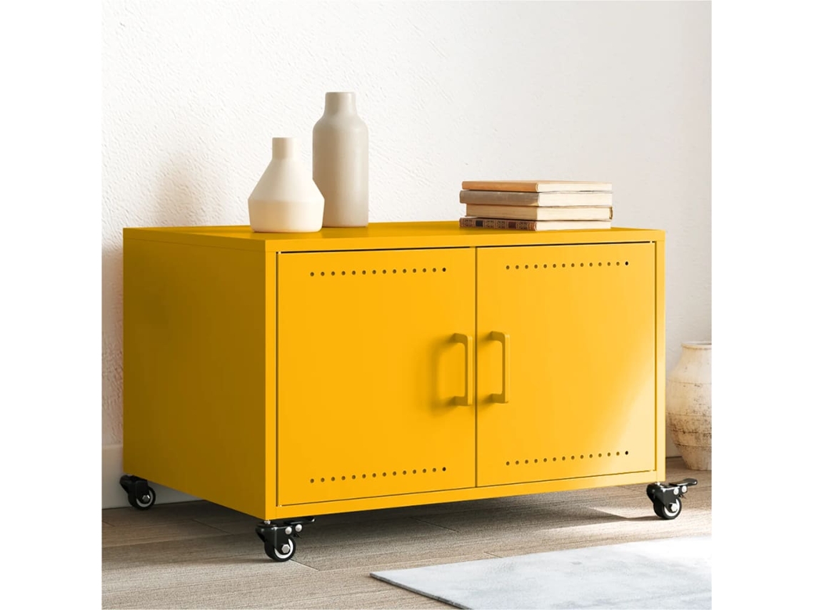 Vidaxl Mesa De Centro 68x50x43,5 Cm Aço Amarelo Mostarda