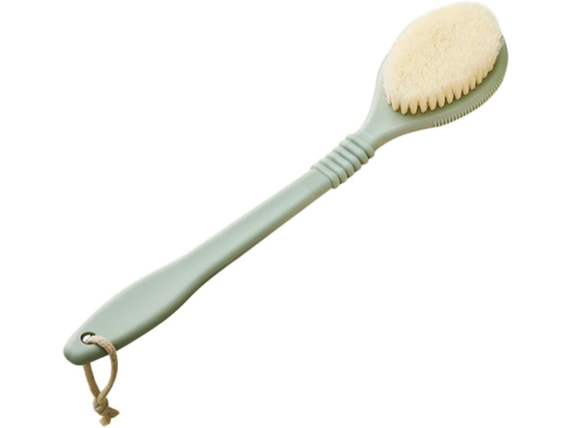 Escova Esfoliante Para As Costas, Ideal Para Banho E Corpo, Com Cabo Longo, Cerdas Macias E Cor Verde Fácil De Usar No