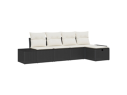 Conjunto 5 Conjunto De Sofás Para Exterior Vidaxl Preto Vime Pe (294 X 117 X 85 Cm)