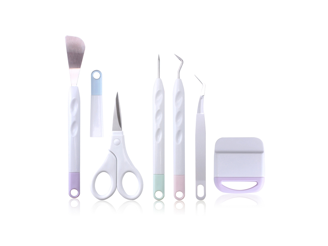 Kit De Ferramentas Para Scrapbooking Com Colher, Pinças E Tesouras Básico