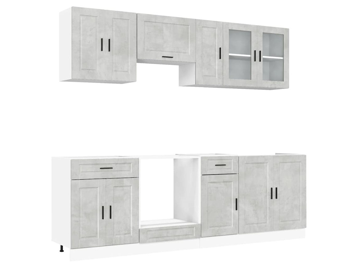 Conjunto de 8 armários de cozinha Cinzento Cimento MAISON EXCLUSIVE