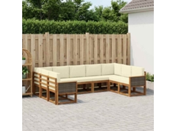 Vidaxl Conjunto De Sofás Para Exterior 9 Pcs Natural E Creme