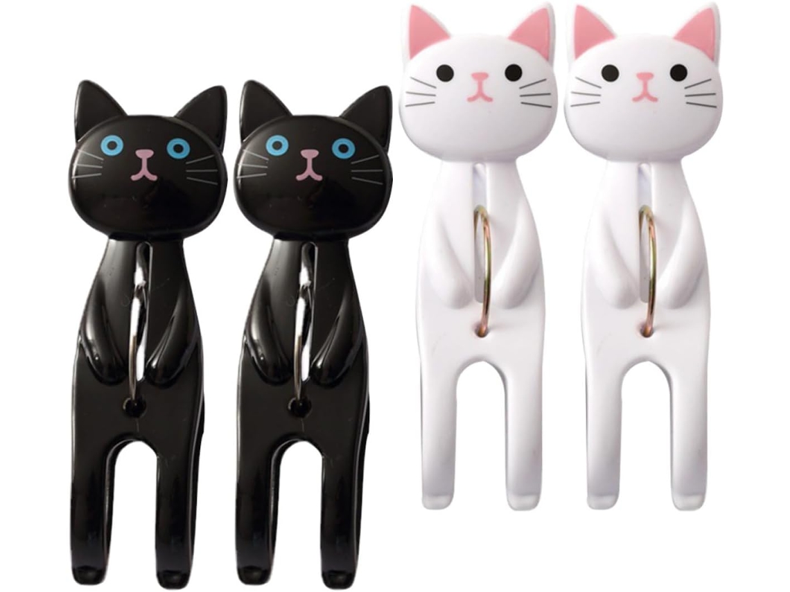 Conjunto De 4 Prendedores Roupa Plástico Em Formato Gato, Resistentes E Antiderrapantes, Ideais Para Pendurar Toalhas E