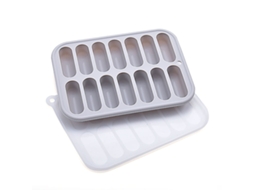 Conjunto De 3 Formas De Gelo Silicone Cinza Com Tampa, Ideais Para Salsichas E Cachorros, Quentes, Podem Ser Lavadas Na Lava