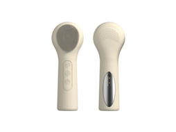 Escova De Limpeza Facial Vibratória Em Silicone Sensível À Temperatura, Escova Elétrica Esfoliante E Massajadora Facial, À Prova De Água, Bege.