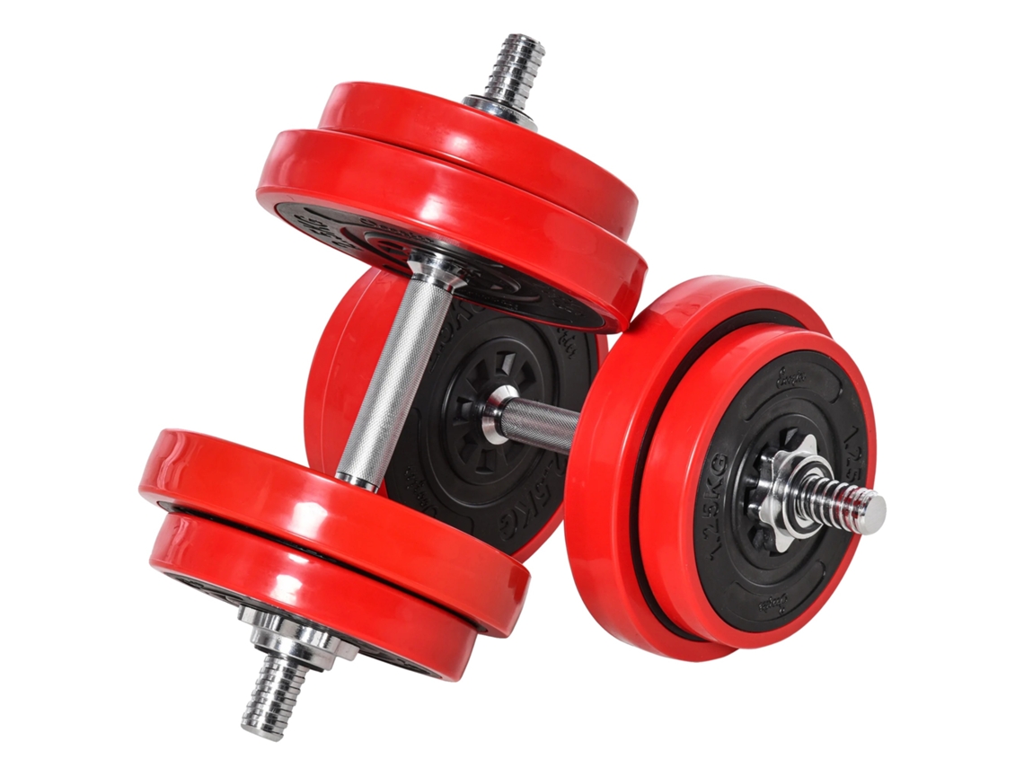 Conjunto De Halteres, Peso Ajustável, Versátil Para Treinamento De Força, Vermelho