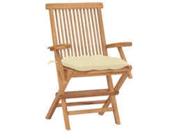 Maison Exclusive - Cadeiras De Jardim C/ Almofadões Branco Nata 2 Pcs Teca Maciça