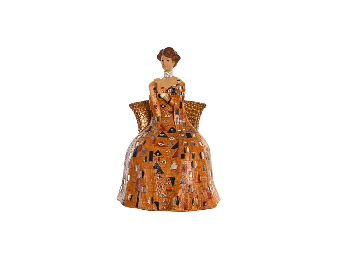 Estatueta de Resina Amarela Representando uma Dama, 21,5 X 18,5 X 31 Cm ALEXANDRA HOUSE LIVING