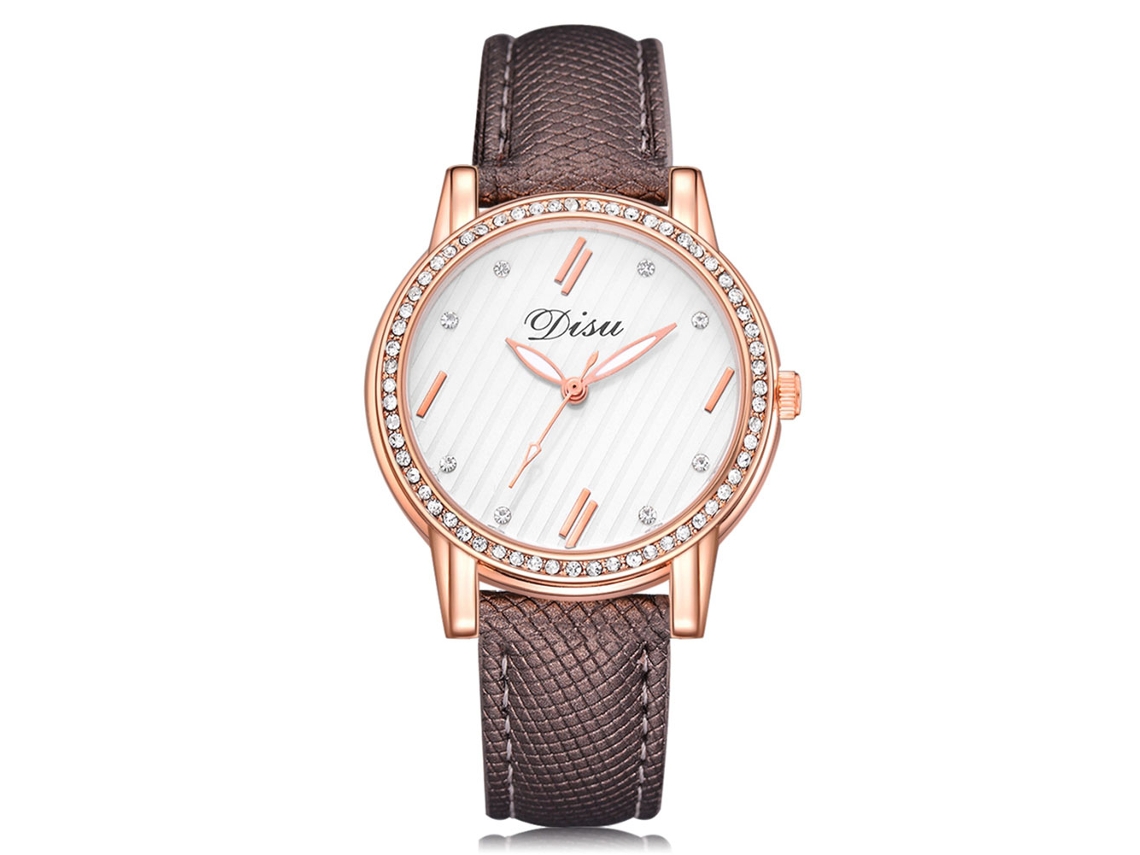 Reloj De Pulsera Analógico Con Cuerda De Pu Y Movimiento De Cuarzo (marrón)