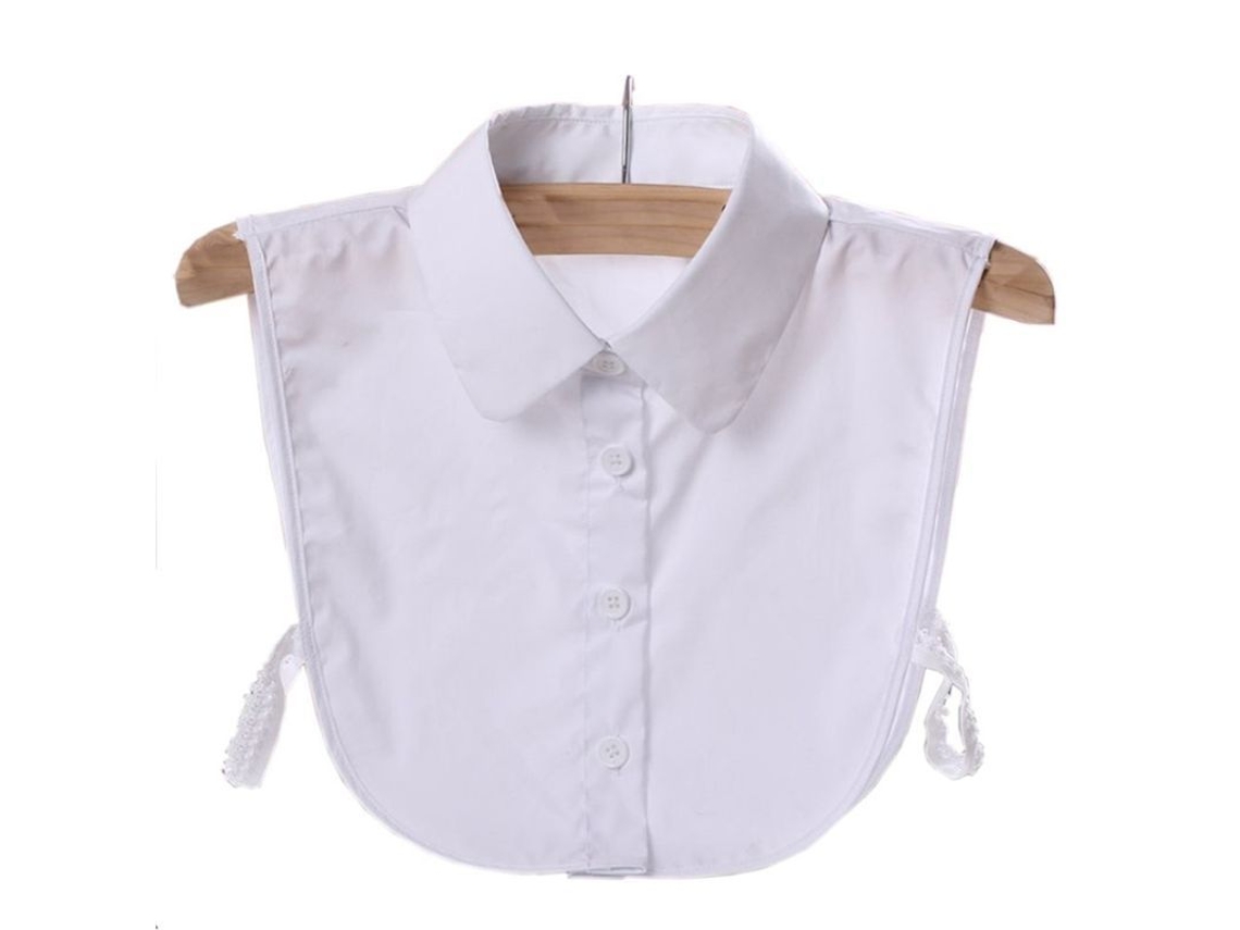 Cuello Falso Desmontable Para Mujer 2025 Camisa Media Cuello Dickey Blanco Algodón Poliéster