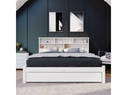 Cama Casal Madeira Maciça 140x200cm Branca Com Gavetas