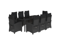 Garden Dining Set, Garden Dining Sets Vidaxl Preto Rattan / Vime (190 Cm Table Length)