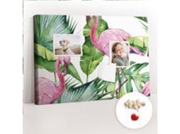 Quadro De Cortiça Natureza E Flamingos Para O Escritório Espelharte (60x40 Cm)